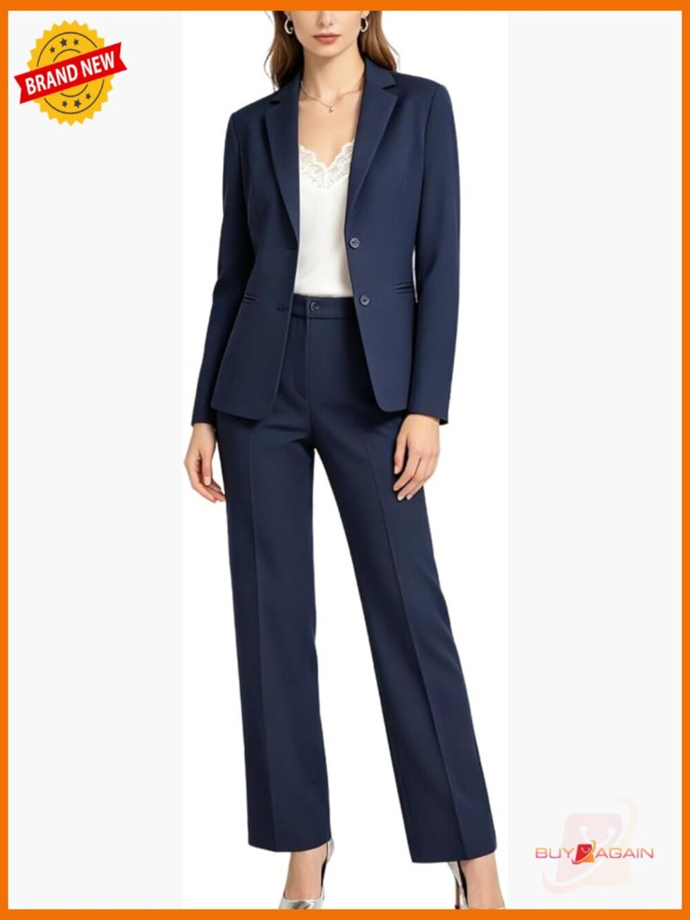 Women's 2 Piece Pantsuit Set Blazer Jacket Long Sleeve Lapel Slim Fit Office